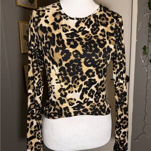 Gaze Leopard Print Long Sleeve Top